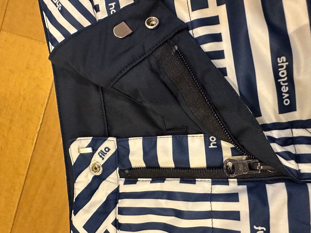 お値下げ】FILA ゴルフ用 ストライプスカート ホワイト ネイビー L