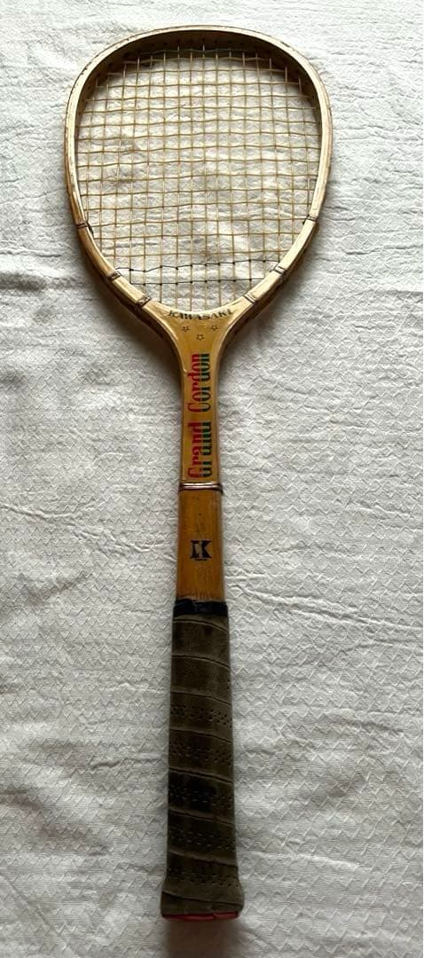 Kawasaki カワサキ ブランド 木製テニスラケット 昭和レトロ 軟式