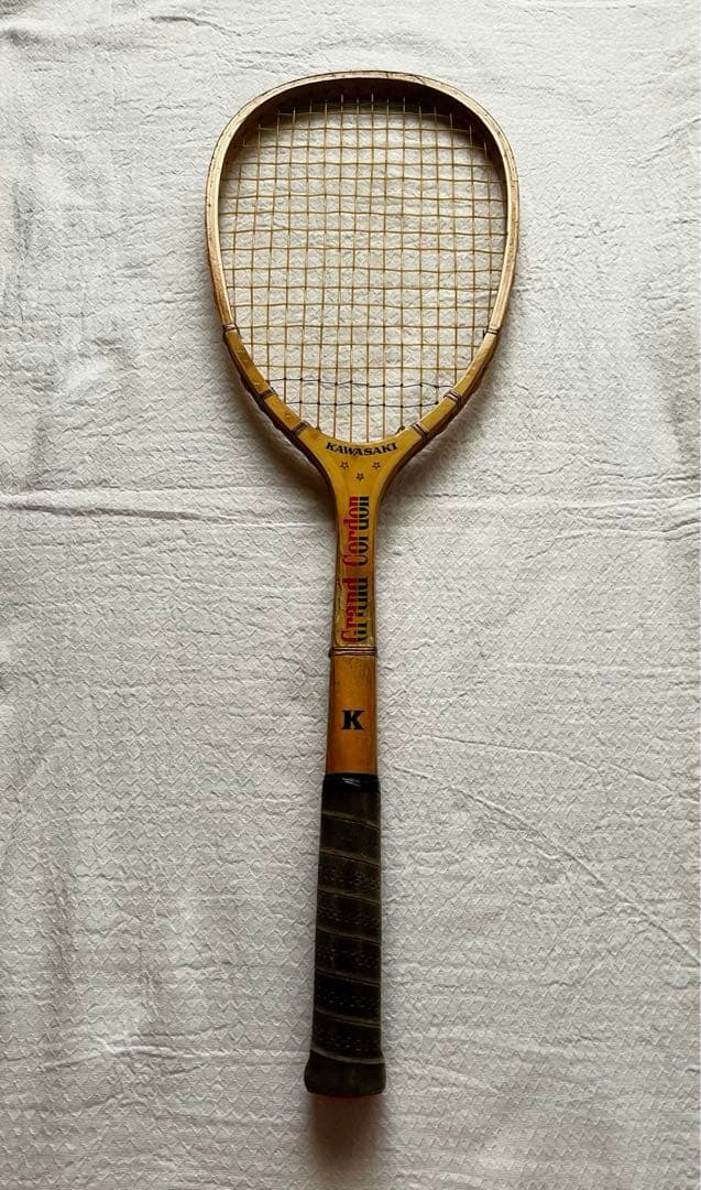Kawasaki カワサキ ブランド 木製テニスラケット 昭和レトロ 軟式