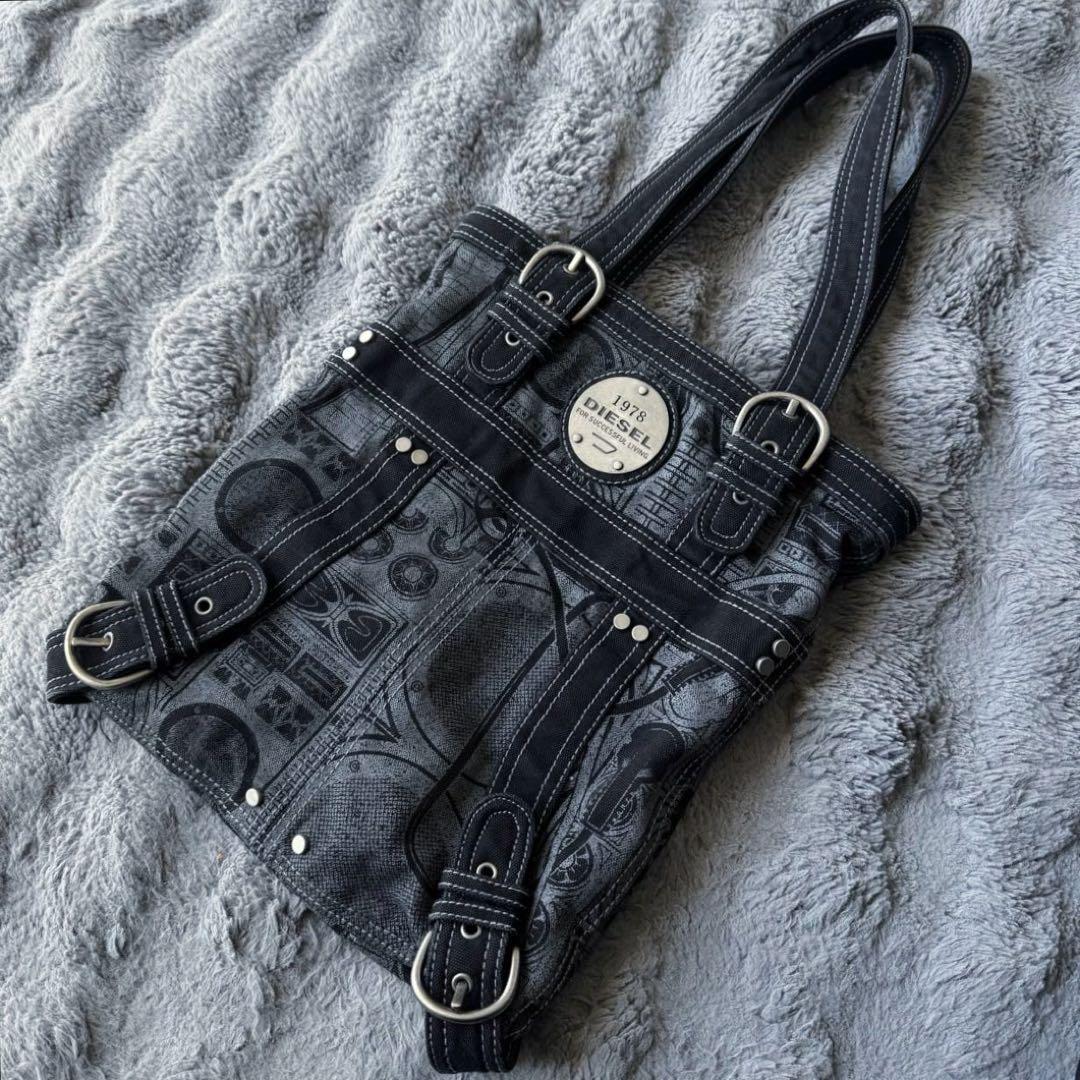バッグ DIESEL 00s tote bag Y2K ash gray l DIESEL WASHED GREY MAXI BAG - Anemonia