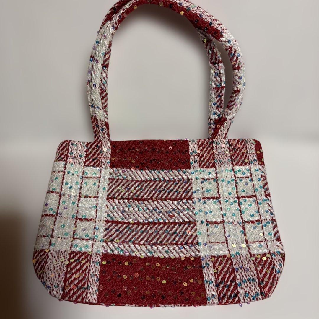 CHANEL】ツイードスパンコール トートバッグ レッド ノベルティ新品未