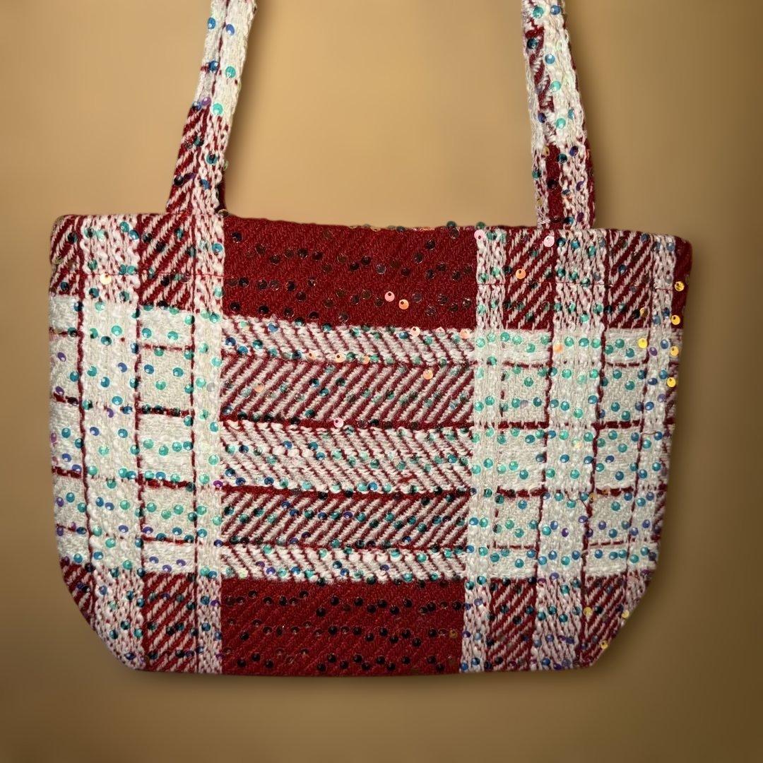 CHANEL】ツイードスパンコール トートバッグ レッド ノベルティ新品未