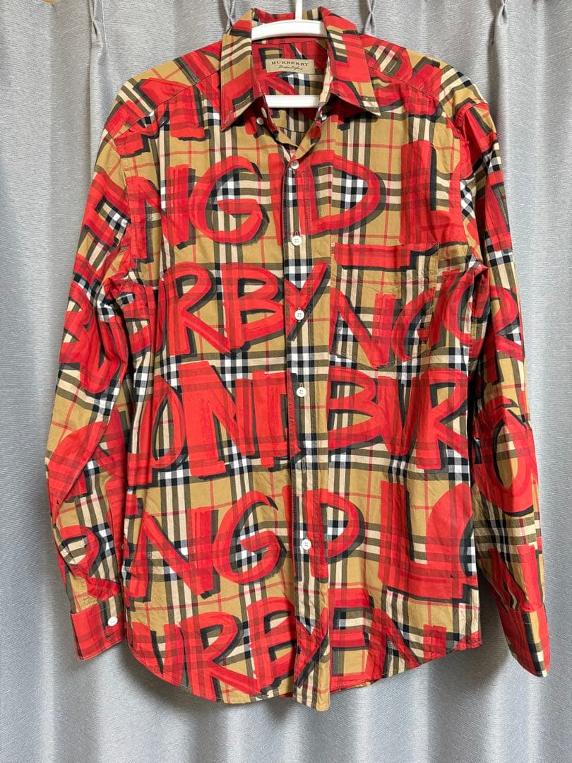 極美品 BURBERRY 総柄グラフィック プリント ノバチェック 長袖シャツ BURBERRY - 正規 20AW BURBERRY バーバリー ロゴ ノバチェック シャツ