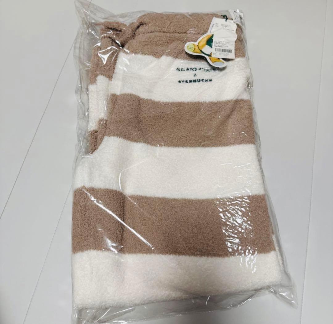 スタバgelato piqueパウダーベア刺繍ボーダーロングパンツ モカ