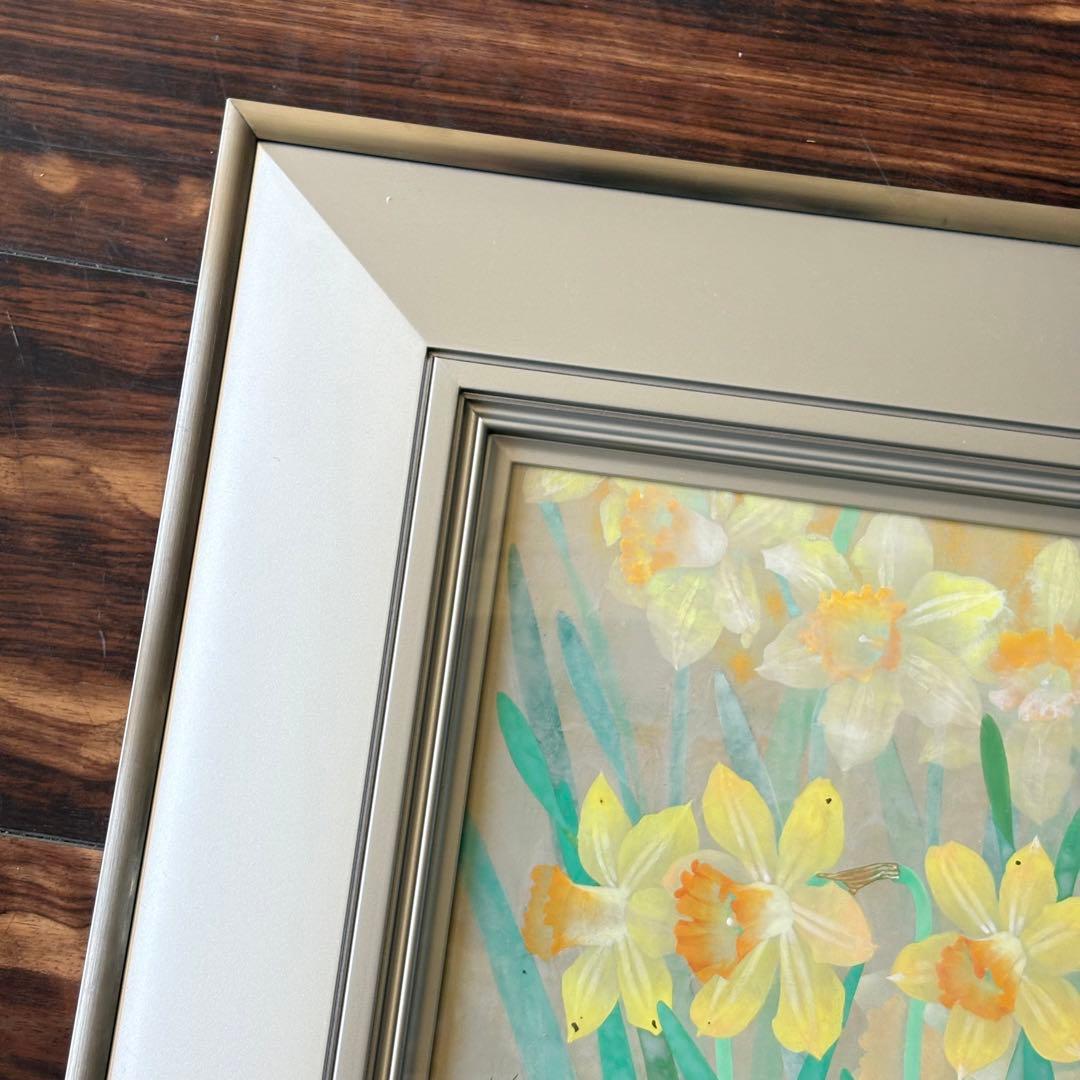 長谷川笑子「咲く」日本画 4号 額装 共シール 花 水仙 F - メルカリ