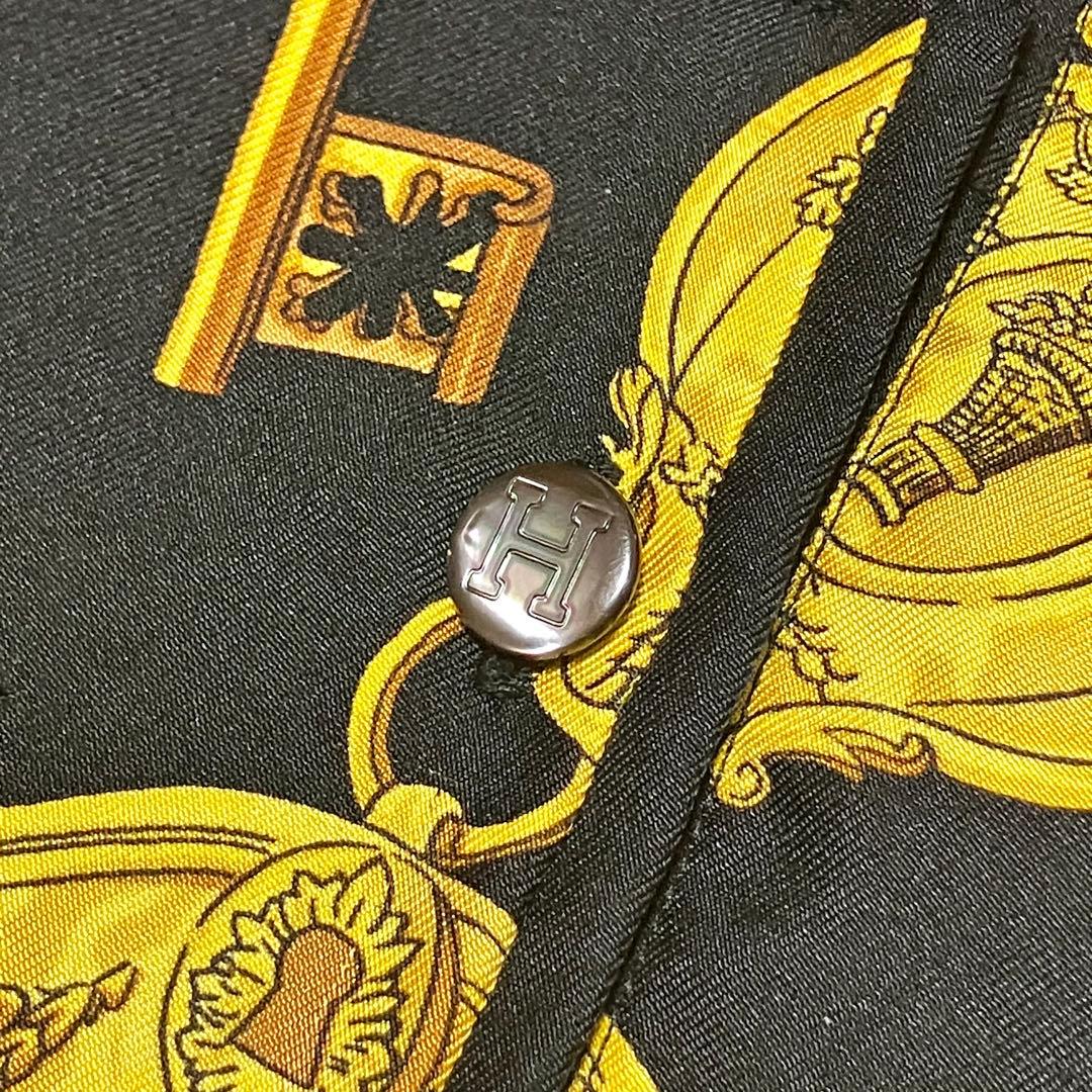 エルメス［スカーフ柄］カシミヤ シルク プルオーバーシャツ