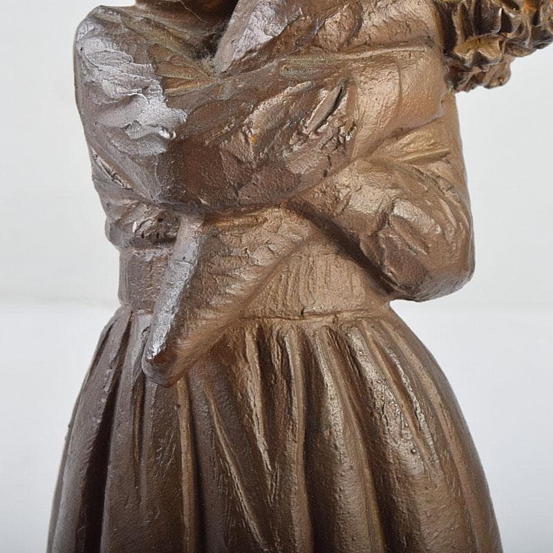 加藤豊作 ブロンズ 少女像 「花束」 台付 共箱 M R9183