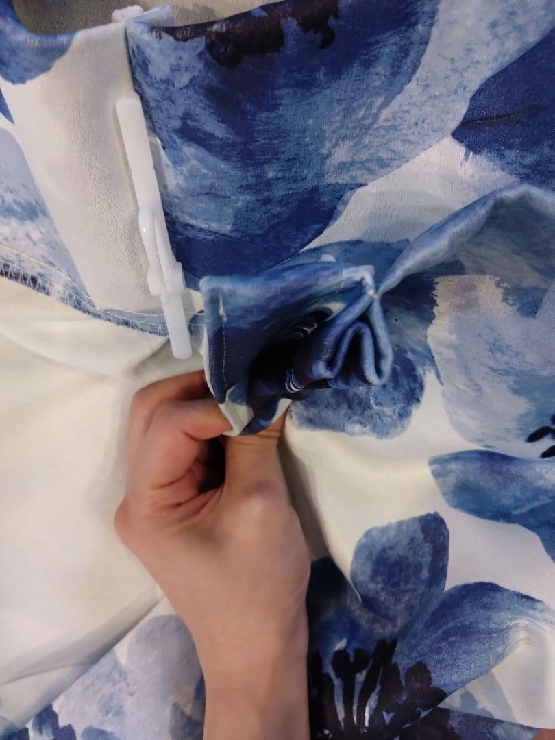 ニトリ オーダーカーテン カーテン 花柄 青 レースカーテン セット