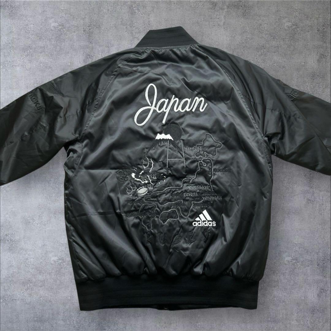 美品 adidasオールブラックス スカジャン 和柄刺繍 Lサイズ 日本限定