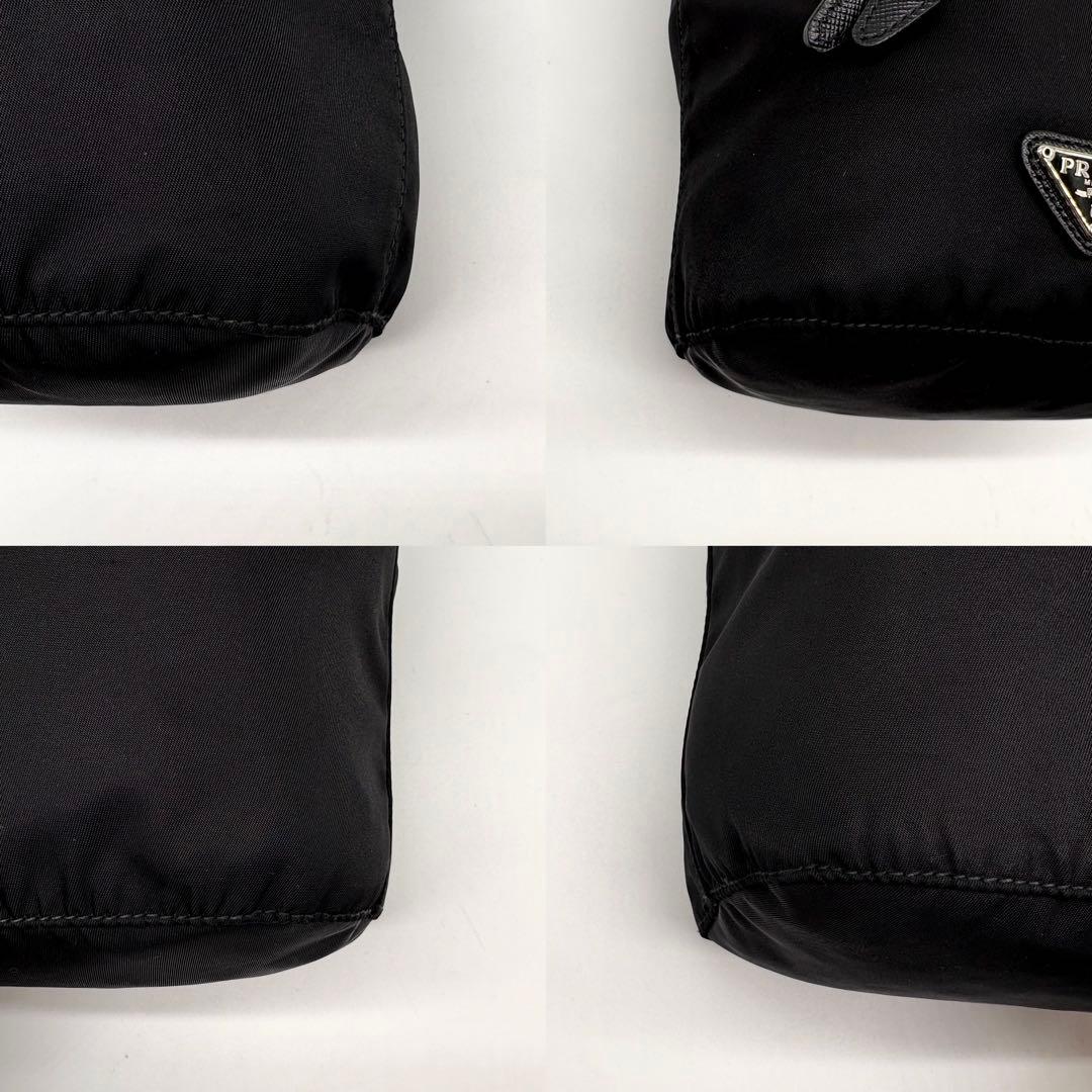 近年型 極美品】PRADA サフィアーノ テスートナイロン 巾着 ポーチ 黒