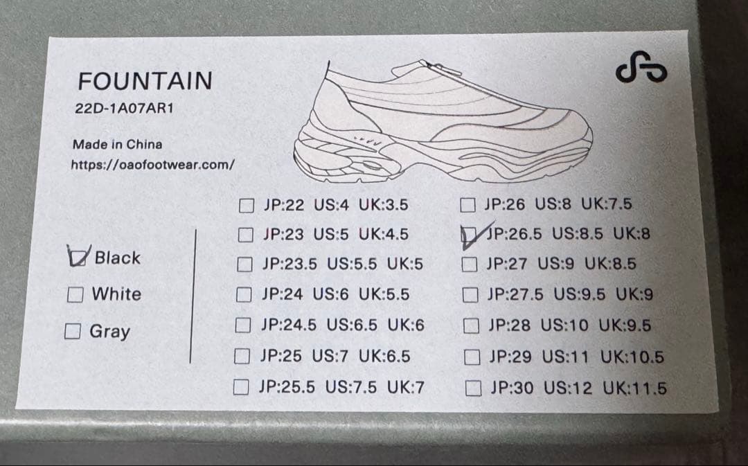 靴 OAO FOUNTAIN 26.5cm