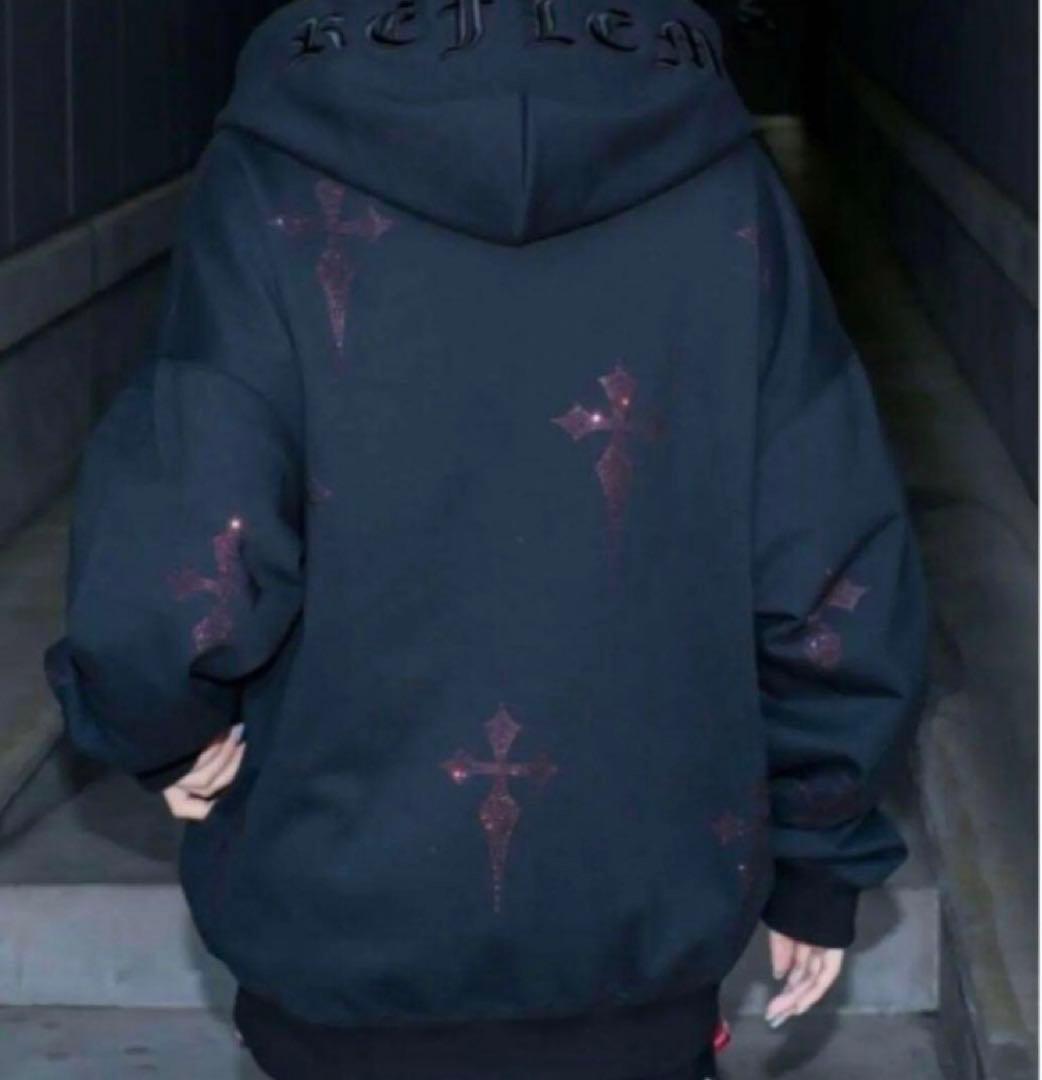 REFLEM レフレム ラインストーン 十字架 クロス パーカー フーディ