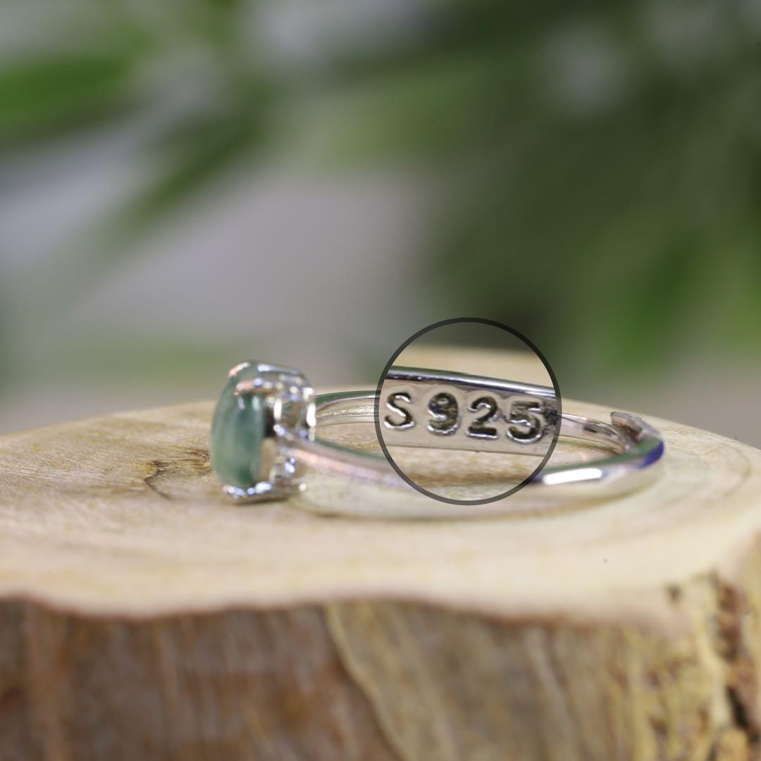 セール！ S413ミャンマーAジェイド天然本翡翠 シルバー925氷種緑翡翠