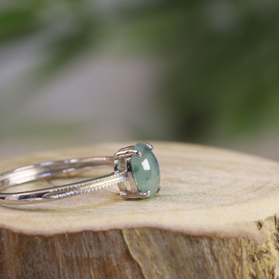 セール！ S413ミャンマーAジェイド天然本翡翠 シルバー925氷種緑翡翠