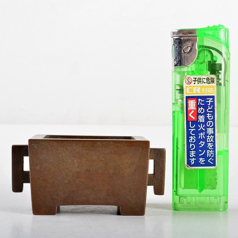 中国 大明宣徳年製 古銅 四方双耳香炉 馬槽爐 C R5148 - メルカリ