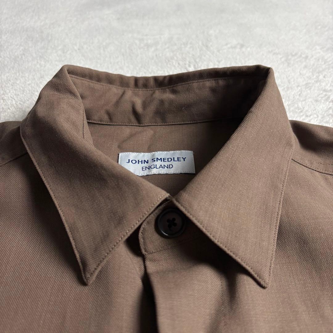 JOHN SMEDLEY ウールギャバジン ストレッチシャツ リラックスフィット