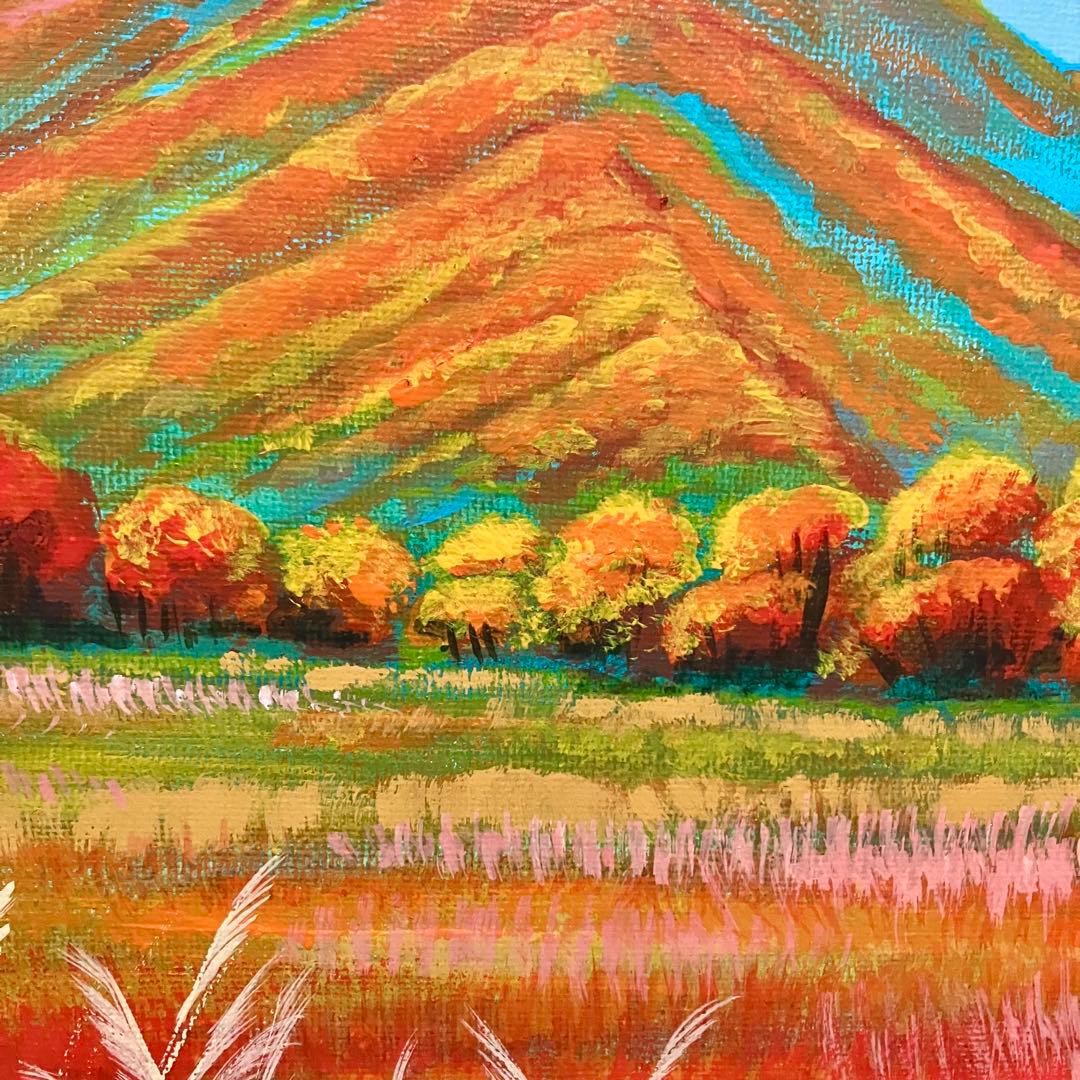紅く染まる野山＊絵画 原画 風景画 秋 紅葉 ハイキング キレイ - メルカリ