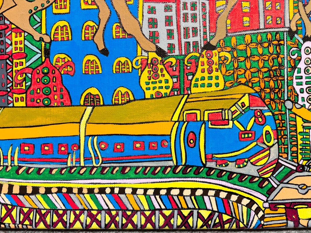 【大作】F8号手描き油彩　ジミー大西【マンハッタン】額縁　サイン　落款　代表作