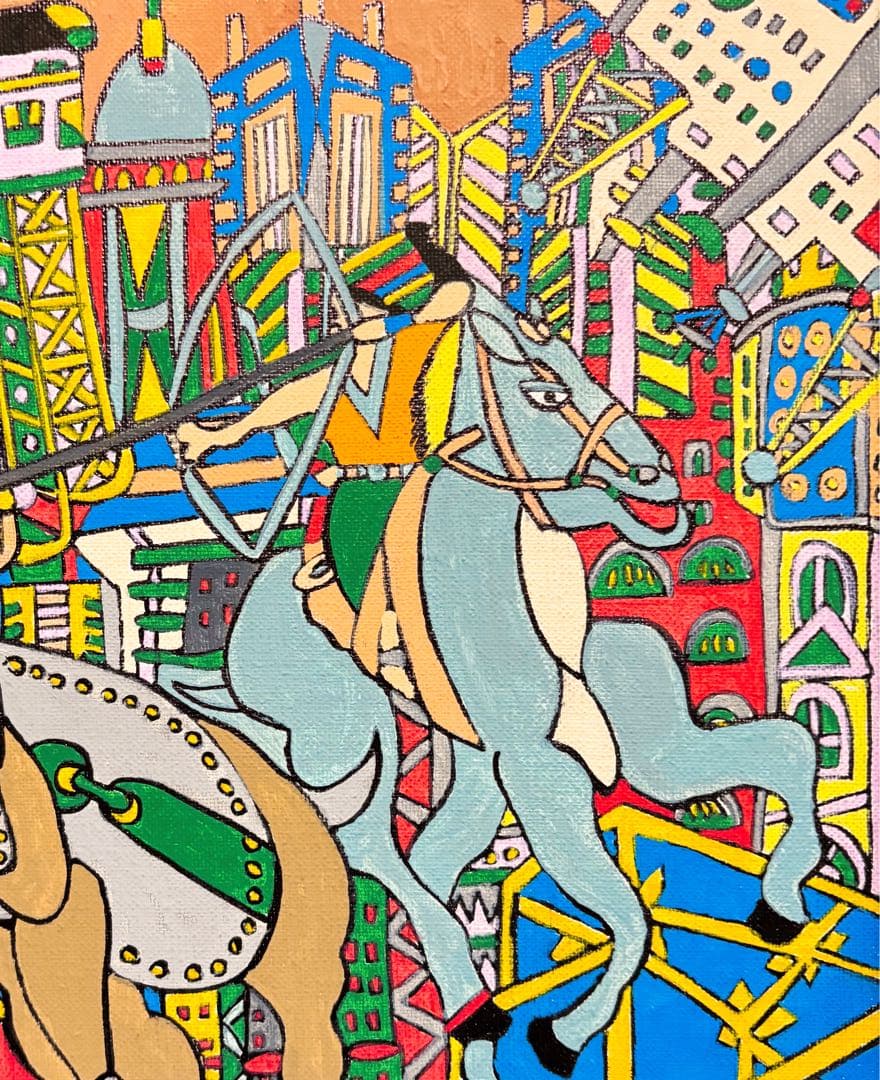 【大作】F8号手描き油彩　ジミー大西【マンハッタン】額縁　サイン　落款　代表作