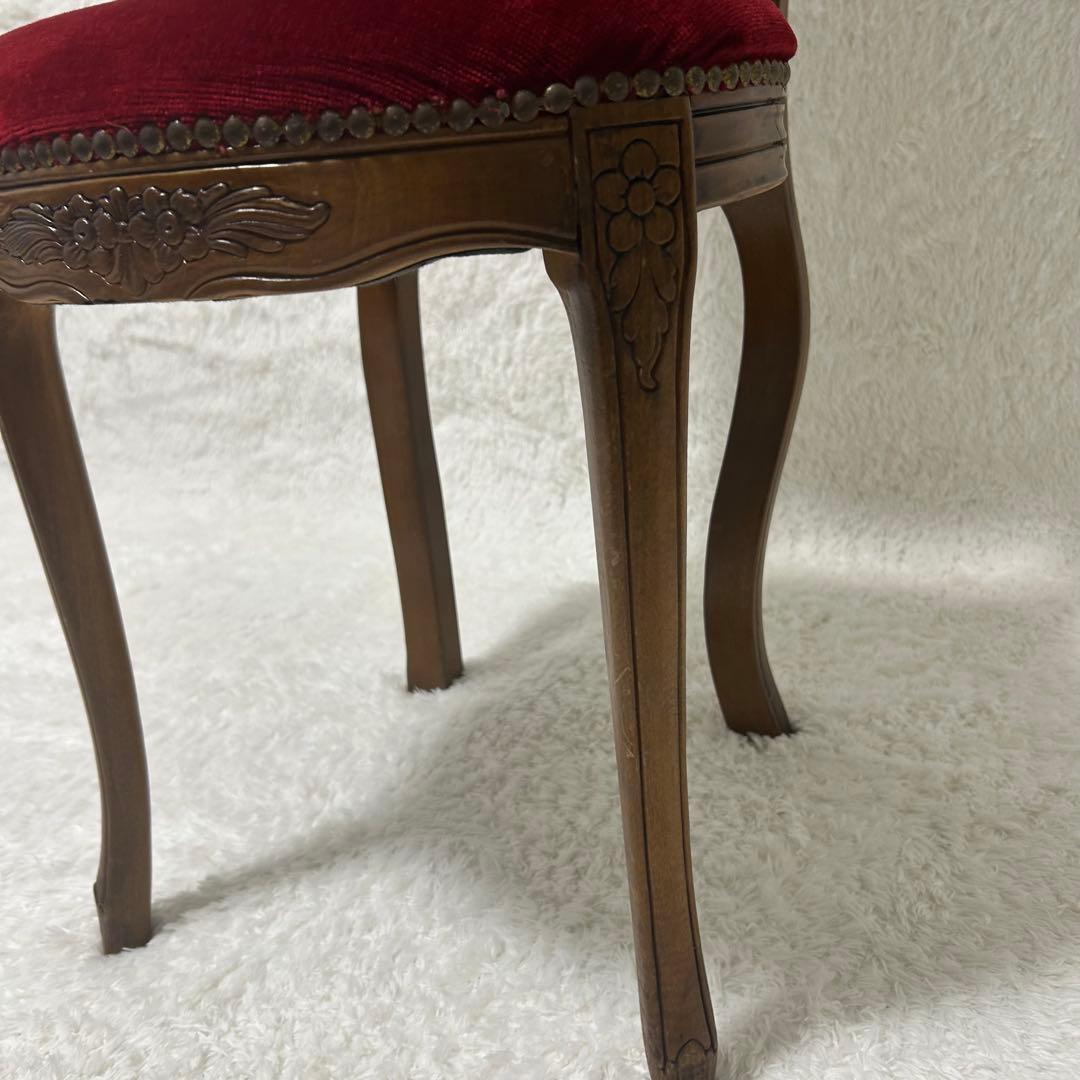 アンティーク調 猫脚チェア ロココ調 彫刻 鋲 椅子 ダイニングチェア
