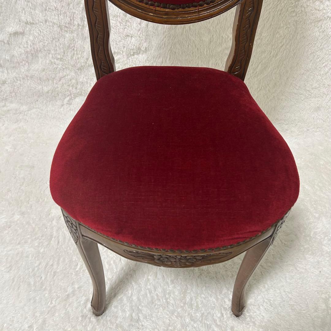 アンティーク調 猫脚チェア ロココ調 彫刻 鋲 椅子 ダイニングチェア