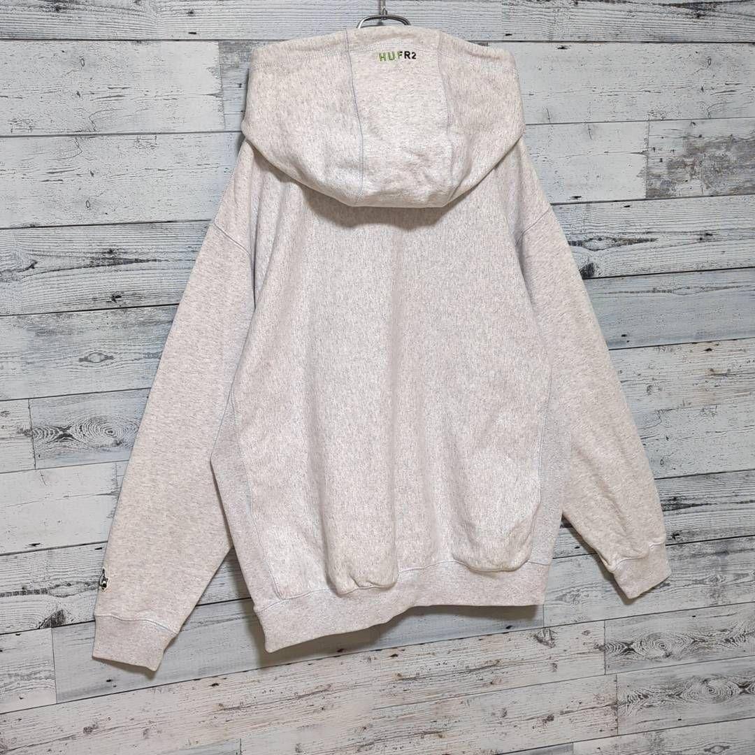 54【コムドットゆうた着用】FR2♤HUF 限定コラボパーカー グレー 人気L