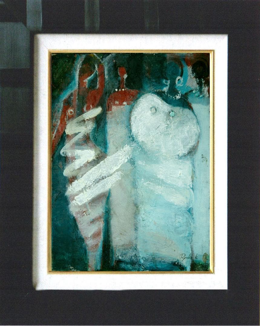 メルカリ 絵画絵 額付き (黒) 油絵F4-12023 愛しい女たち