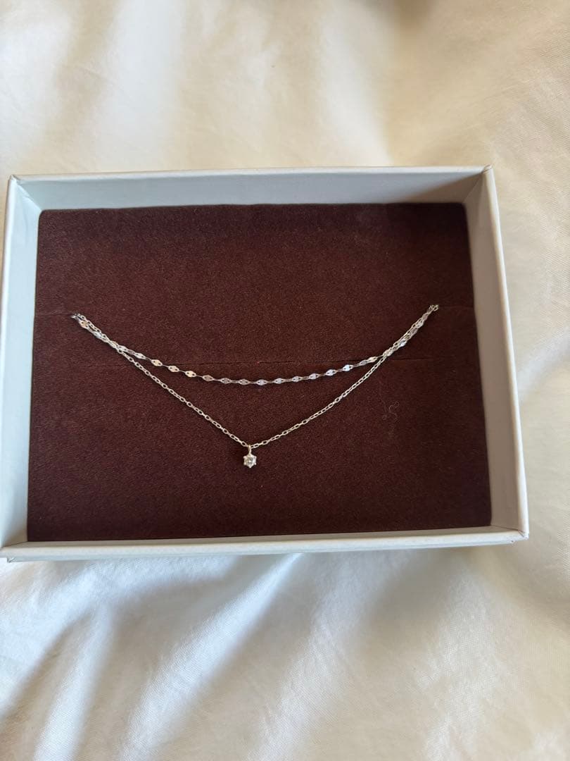 K10WG ダイヤモンドブレスレット 0.05ct ダブルチェーン