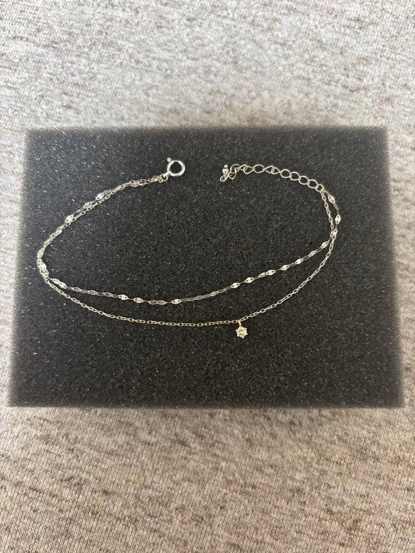 K10WG ダイヤモンドブレスレット 0.05ct ダブルチェーン