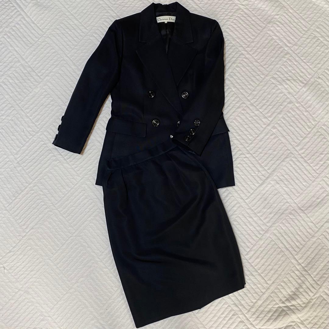 アキ　Christian Dior スーツ Christian Dior】クリスチャンディオール CDロゴメタルボタンウール100