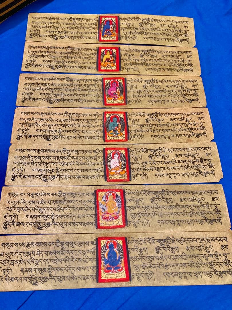 チベット語経典 手描きの仏像 9枚 デルゲ版チベット大蔵経（東北大学附属図書館・貴重書）／インド学仏教