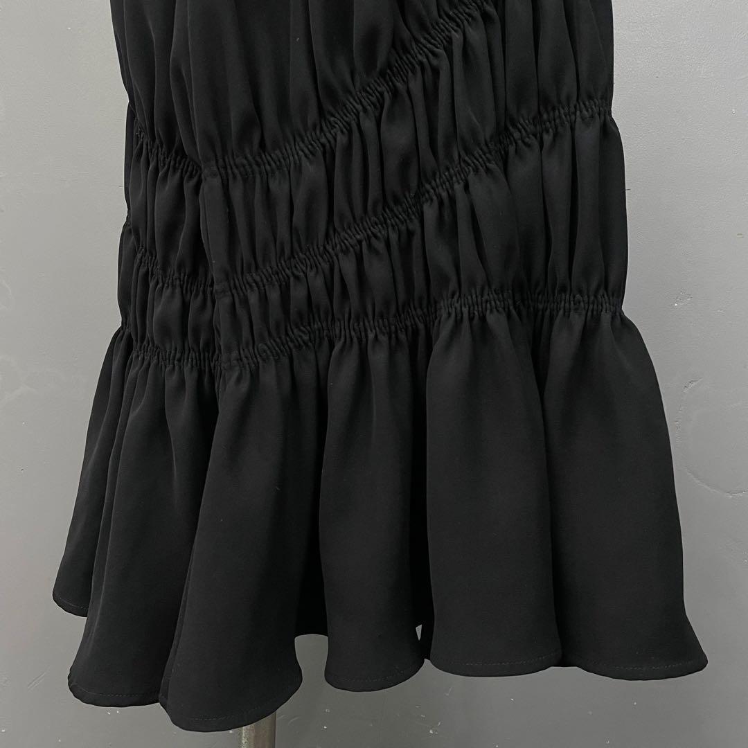 ENFOLD エンフォルド シャーリングティアードスカート ブラック 黒 36