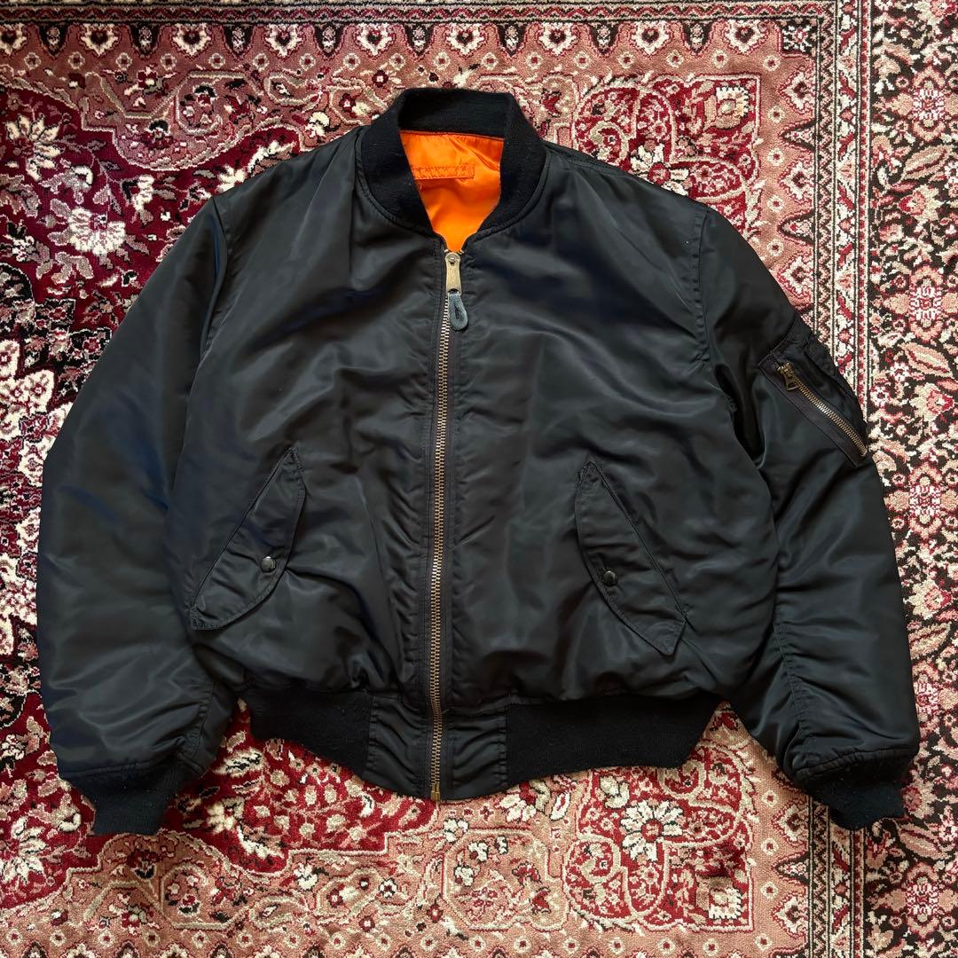 80s USA製 ALPHA MA-1 ブラック Lサイズ IDEALジップ - メルカリ