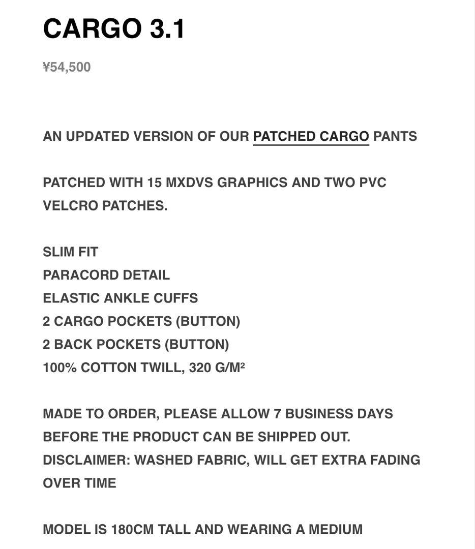 CVLTE aviel 着用 mxDVS CARGO 3.1 明日までの価格