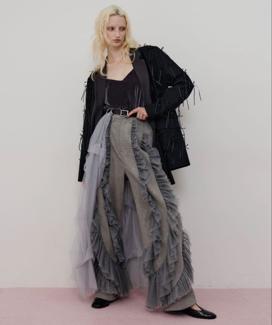 ラベルエチュード デニム × ギャザーチュールパンツ 0 グレー デニム×ギャザーチュールパンツ（デニムパンツ）｜LA BELLE ETUDE