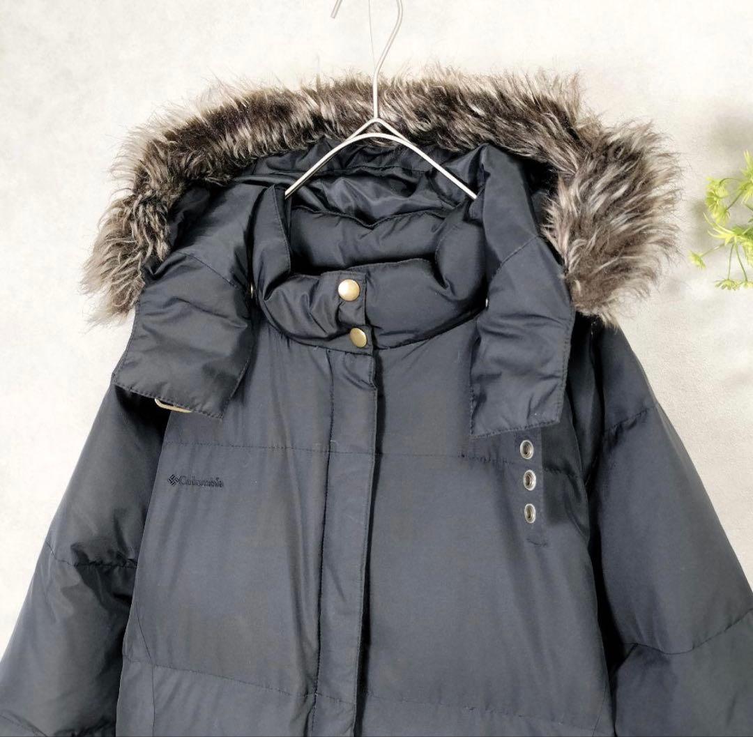 コロンビア 洗える ロングダウンコート 2way フード ファー ブラック