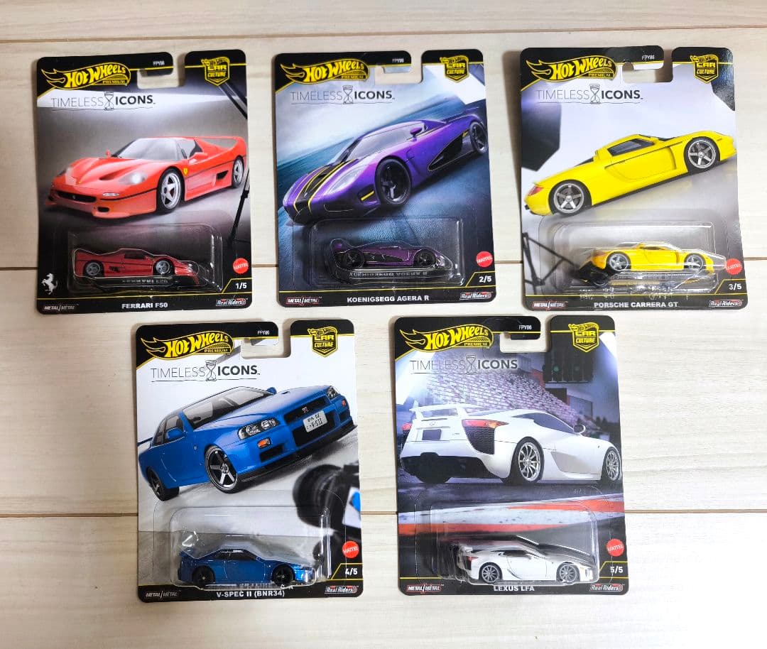 ホットウィール タイムレスアイコンズ フェラーリF50等 全5台セット