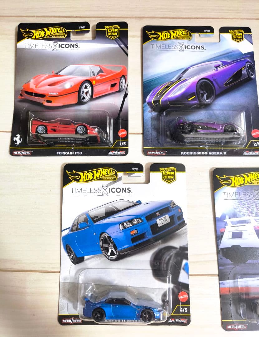 ホットウィール タイムレスアイコンズ フェラーリF50等 全5台セット