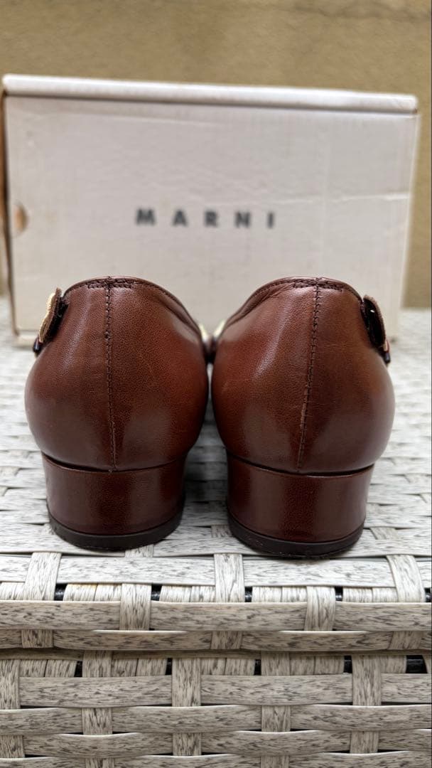 MARNI マルニ パンプス 立体花モチーフ　革靴　36.5 23.5cm 茶