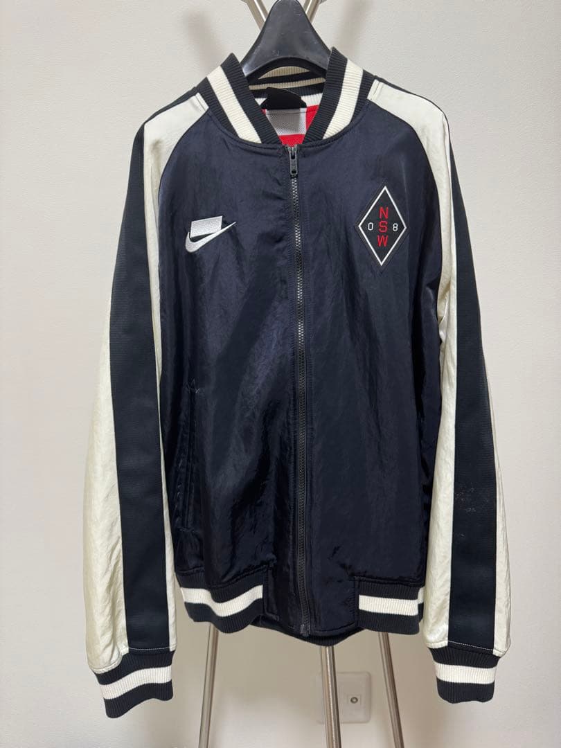 《希少》NIKE ナイキ スカジャン ブルゾン 刺繍ロゴ NSW ブラック　Ｌ