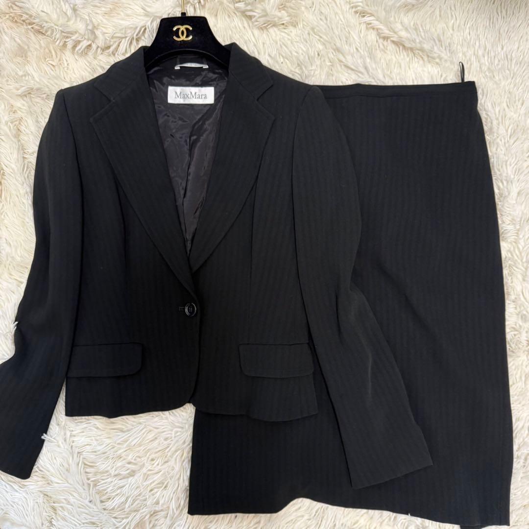 MaxMara フォーマル スーツセットアップ 大きめサイズ42 ストライプ