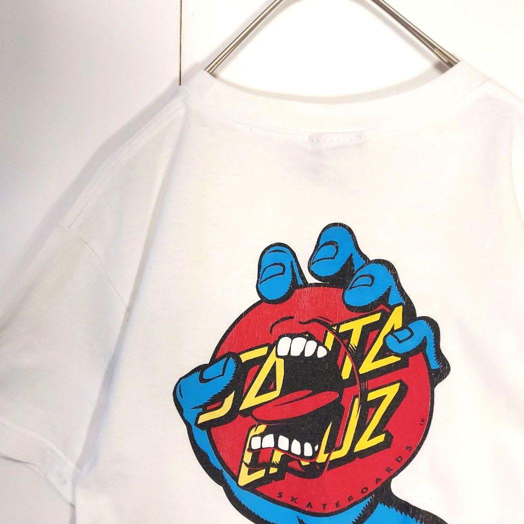 90s NHSタグ サンタクルーズ バックプリント Tシャツ S 白 ビンテージ
