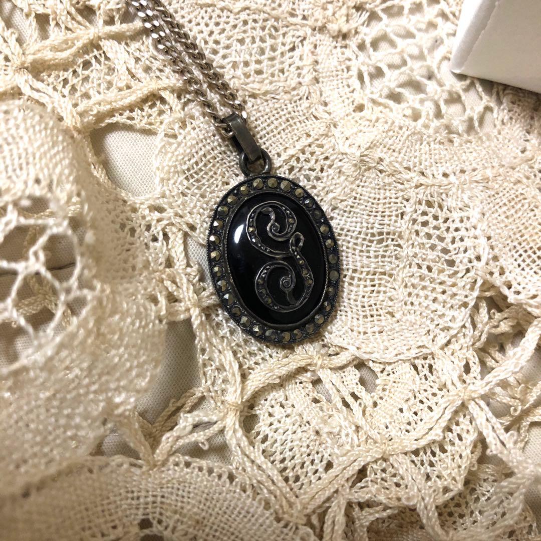 ocaille アンティーク　ヴィンテージ オニキス？ネックレス　マーカサイト