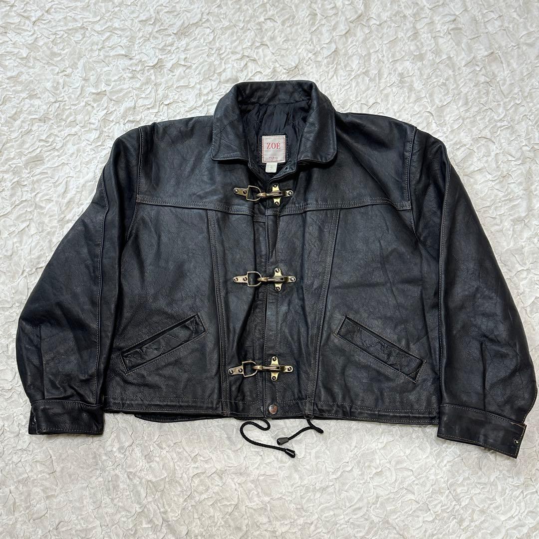 美品 ユーロ】レザー ファイヤーマンジャケット バックル 短丈 80s 90s
