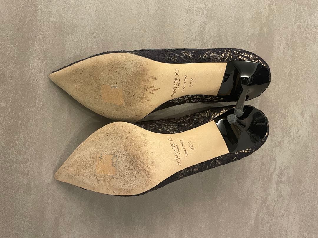 JIMMY CHOO ブラックレース ハイヒール 36.5 - メルカリ