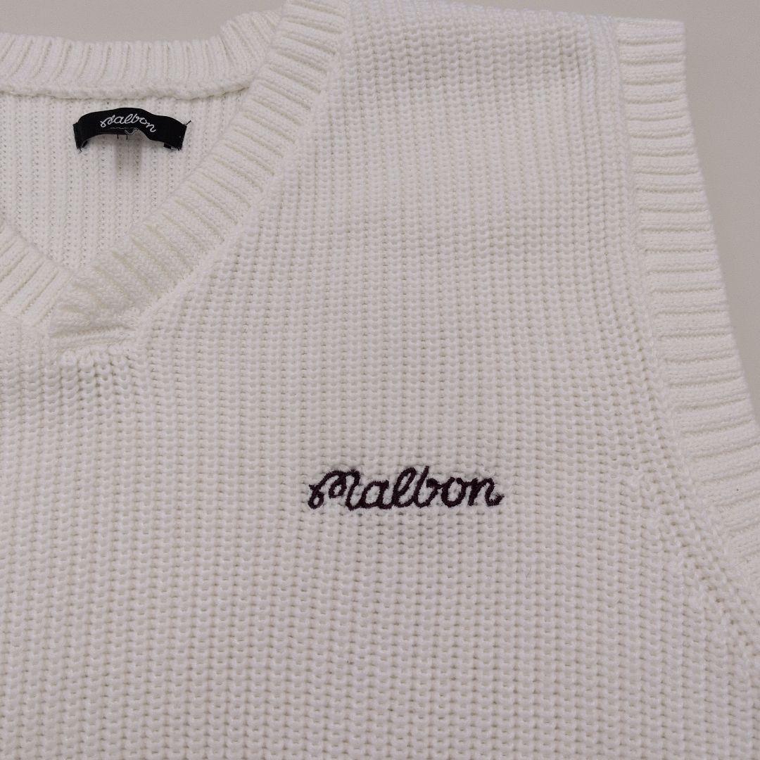 Malbon マルボン ホワイト Vネック ベスト M - メルカリ