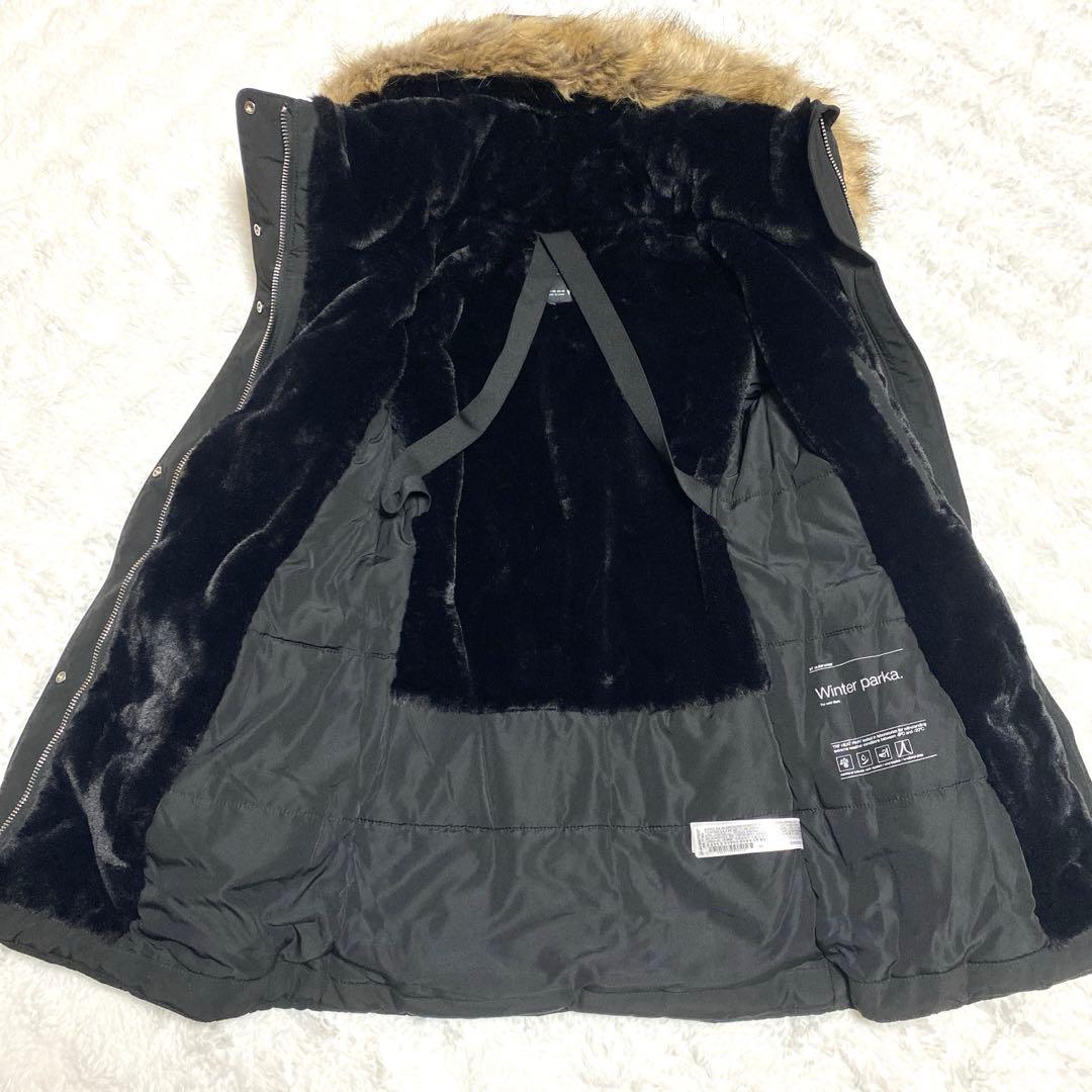ZARA ザラ ウィンターパーカー ファー ブラック XS - メルカリ
