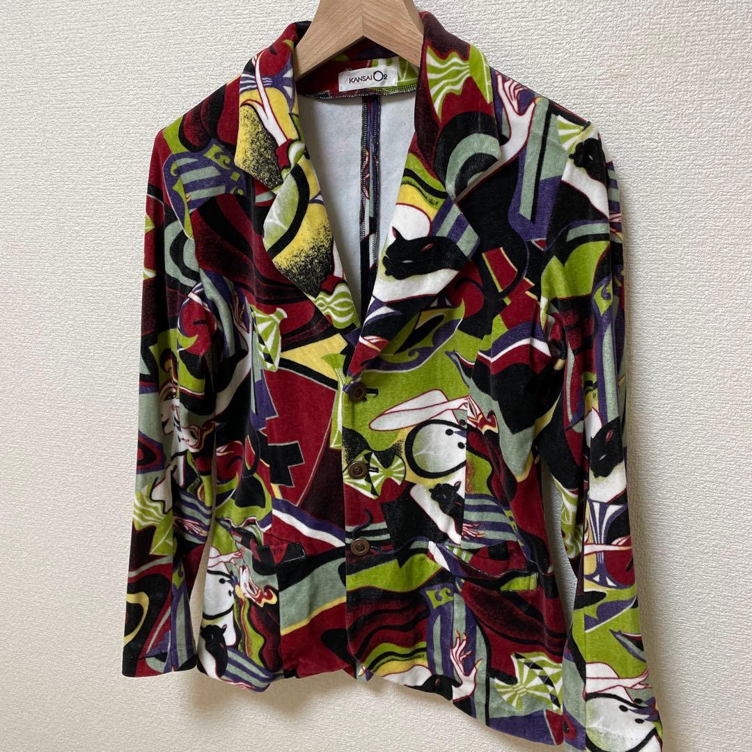 KANSAI O2 ィンテ ジ 上下セットアップ カラフル 抽象柄 個性的 JAPAN