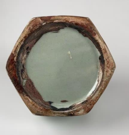 旧家整理品 李朝 時代物 染付花鳥文面取花瓶 青花 朝鮮古陶磁 高さ22cm