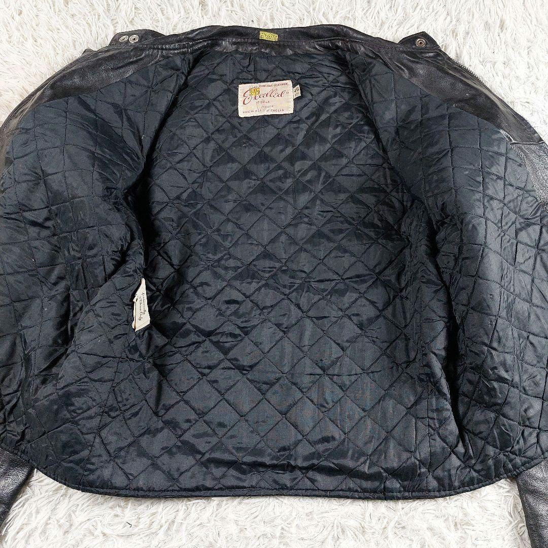 70s 希少 Excelled USA製 ダブルレザーライダースジャケット 46 - メルカリ